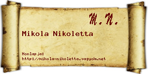 Mikola Nikoletta névjegykártya